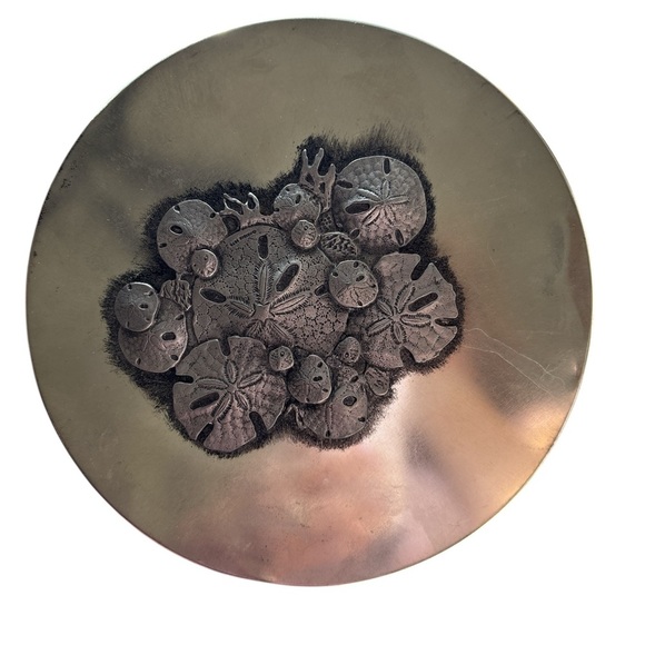 Round Metzke Pewter Round Tin, Vintage 1970s, Gray Tin Sand Dollar Pewter Lid - Picture 4 of 10